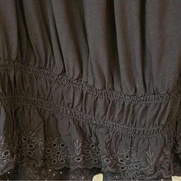 Divided Boho Chic Peasant Style in Black Eyelet Lace Hem Crop Top - Size Large - Picture 4 of 12